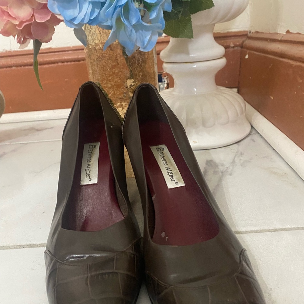 A. Marinelli Brown Leather Heels with Medium Heel